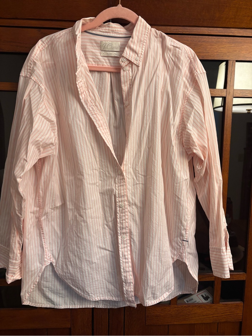 J. Crew Light Pink and White Striped Button-Up Shirt